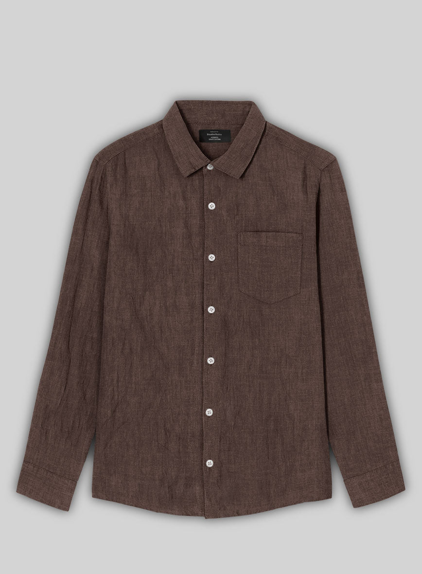 Cedar Brown Pure Linen Shirt - StudioSuits