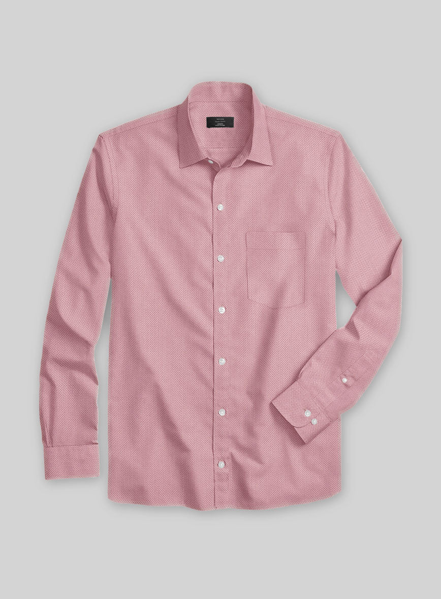Cedillac Pink Herringbone Cotton Shirt - StudioSuits