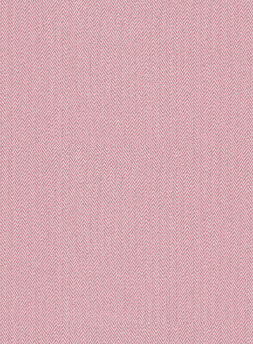 Cedillac Pink Herringbone Cotton Shirt - StudioSuits