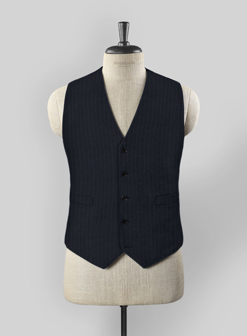 Chalkstripe Blue Wool Waist Coat - StudioSuits