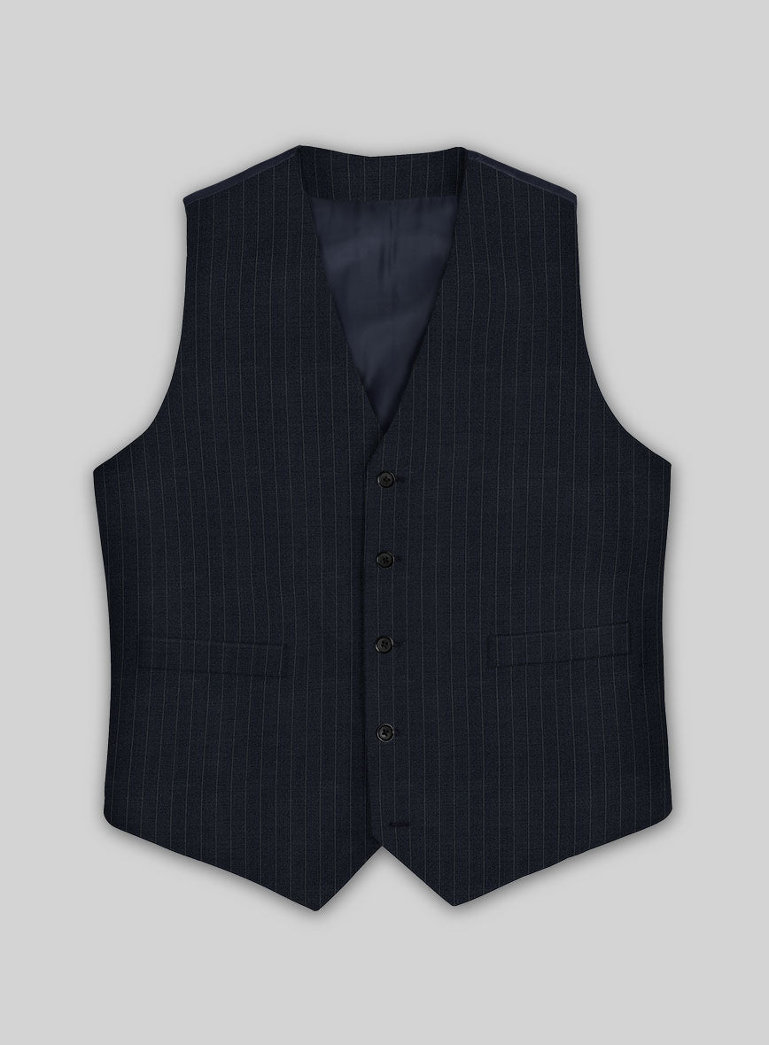 Chalkstripe Blue Wool Waist Coat - StudioSuits