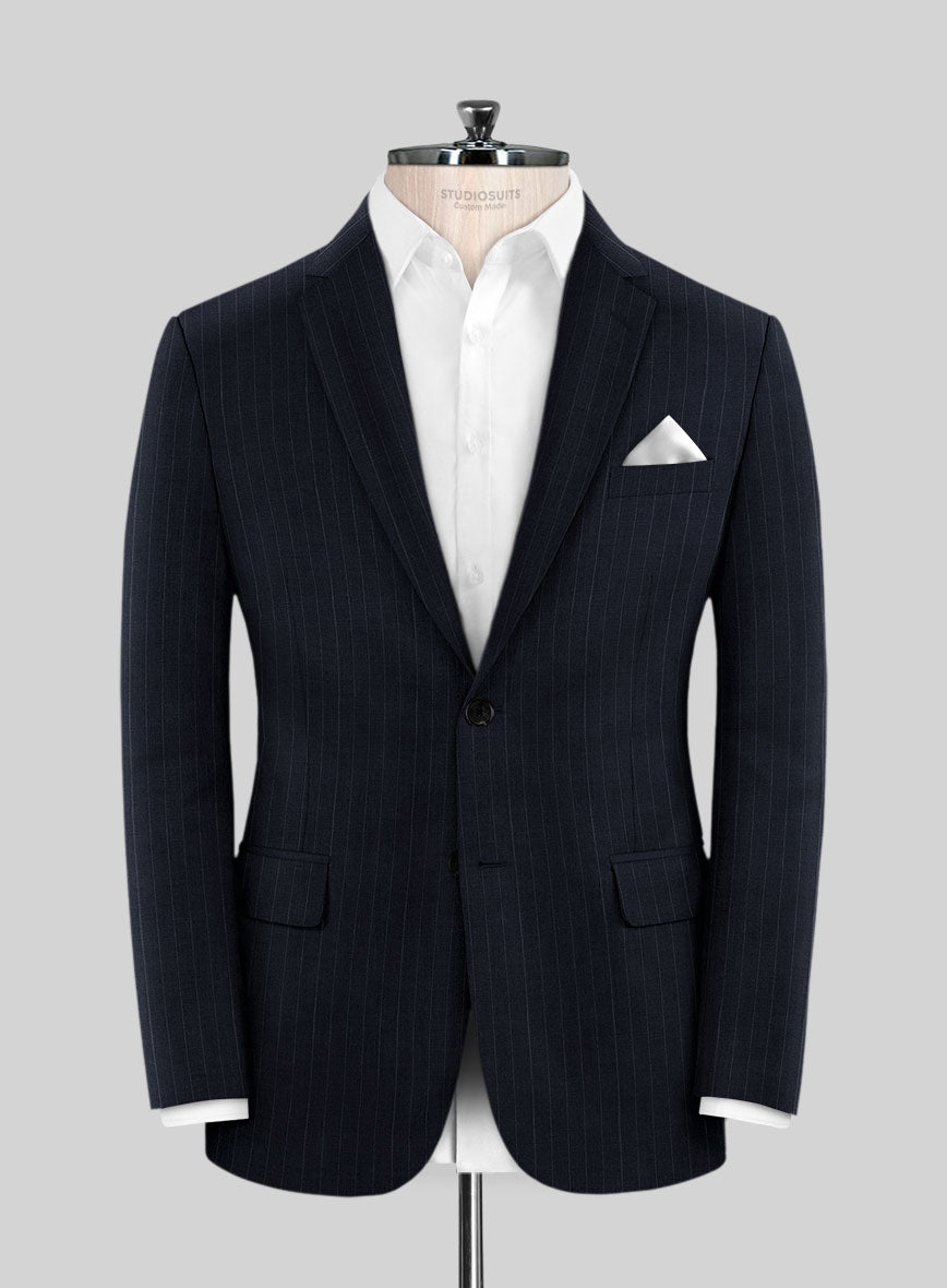 Chalkstripe Deep Blue Wool Jacket - StudioSuits