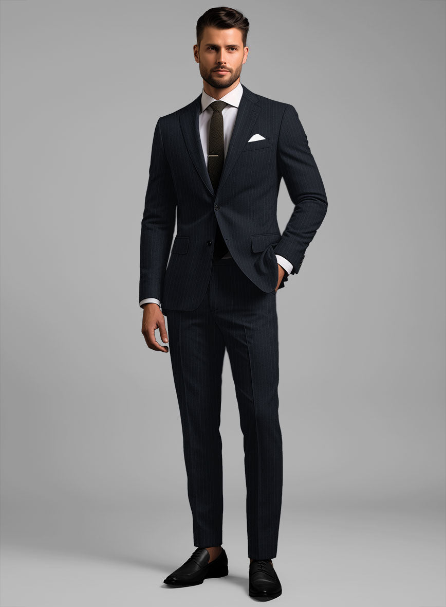 Chalkstripe Deep Blue Wool Suit - StudioSuits