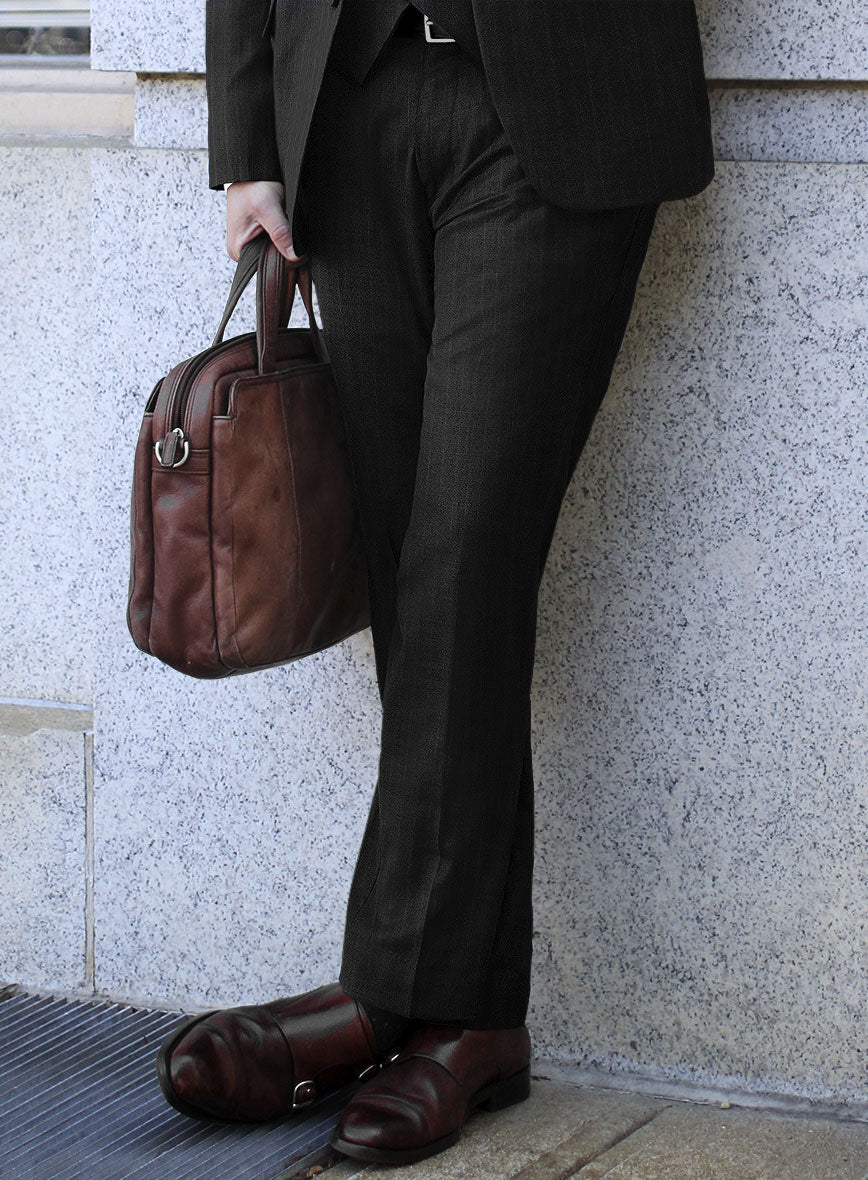 Chalkstripe Wool Charcoal Pants - StudioSuits