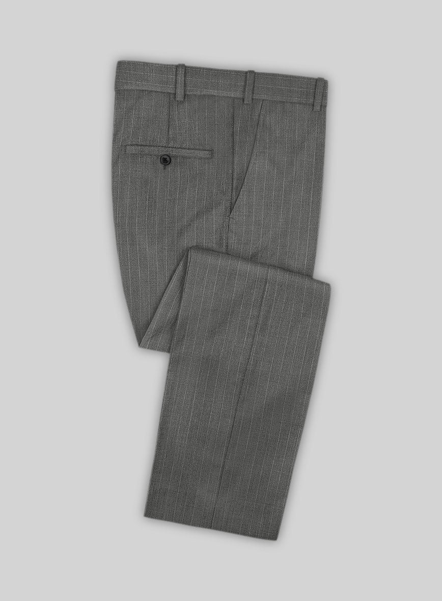 Chalkstripe Wool Light Gray Pants - StudioSuits