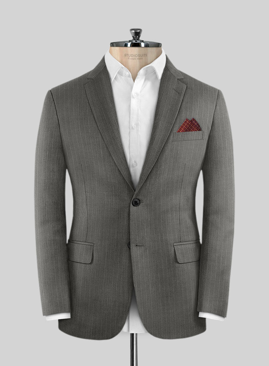 Chalkstripe Wool Light Gray Suit - StudioSuits