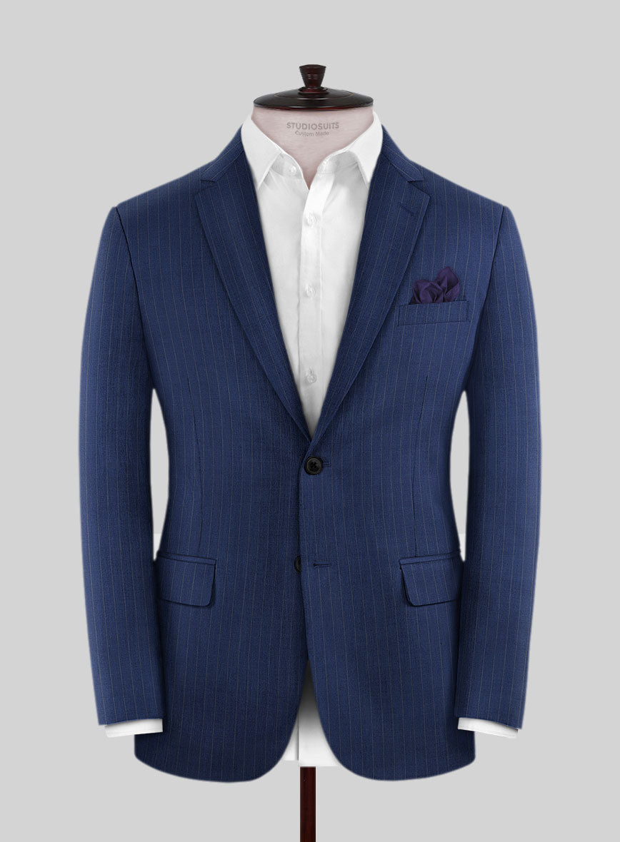 Chalkstripe Wool Royal Blue Suit - StudioSuits