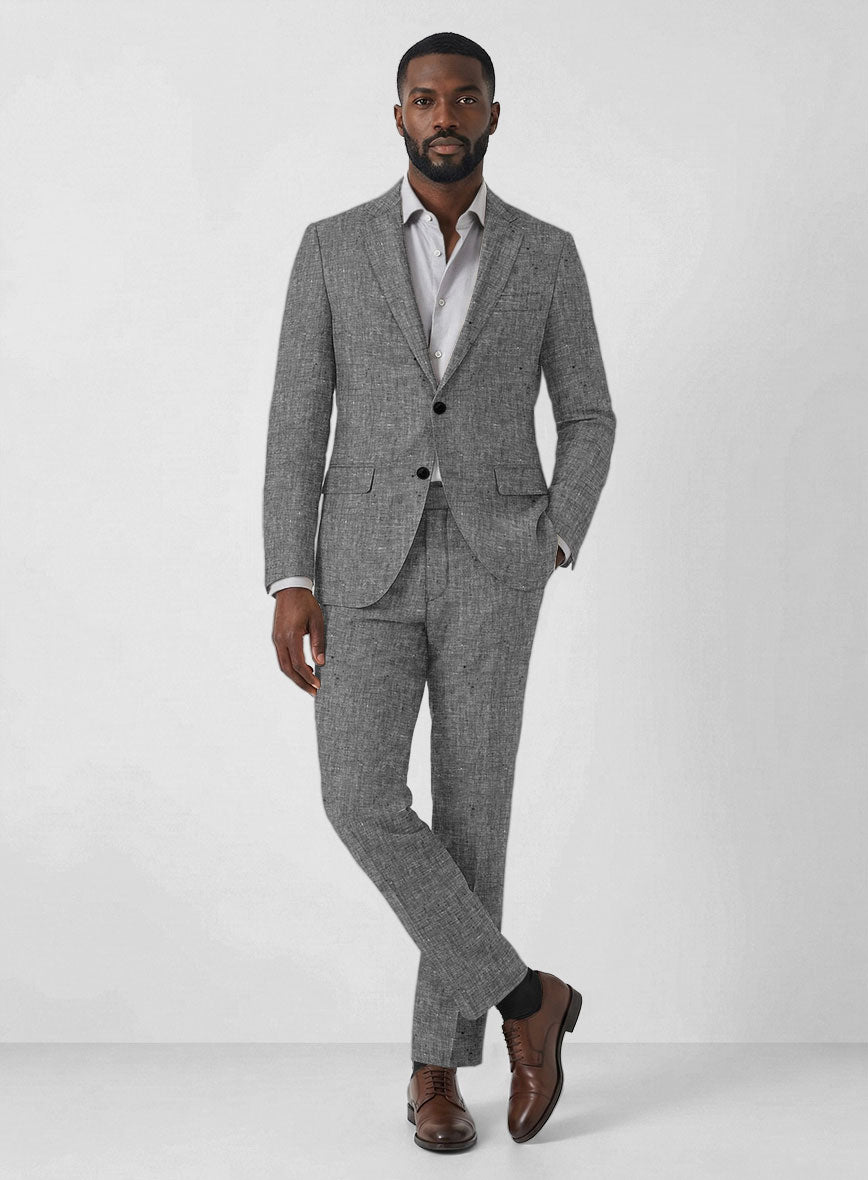Chambray Black Linen Suit - StudioSuits
