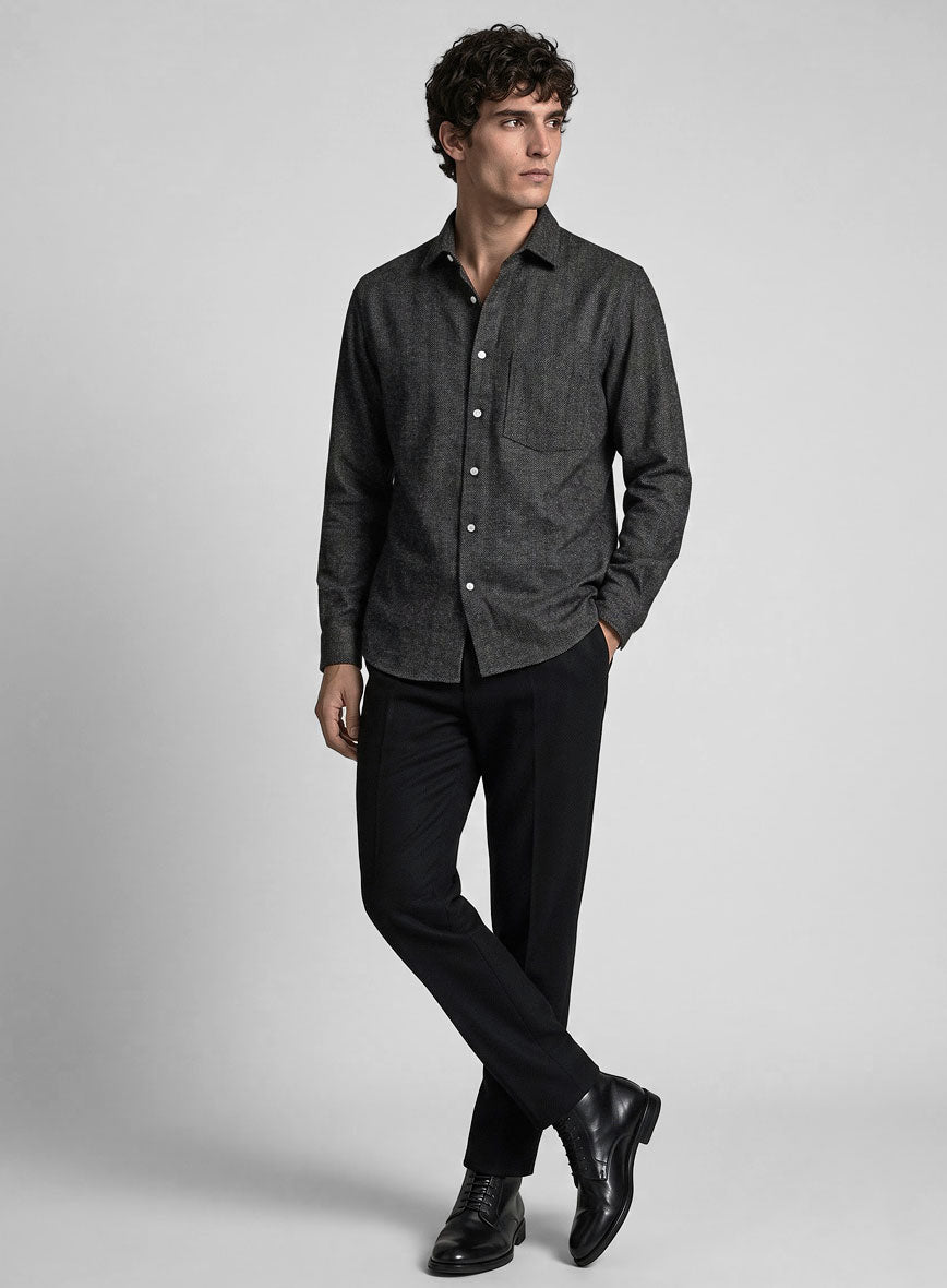 Charcoal Herringbone Tweed Shirt - StudioSuits