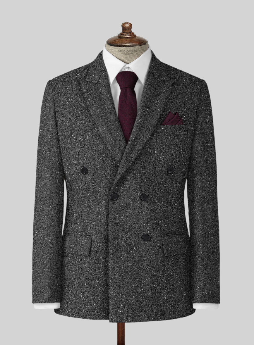 Charcoal Flecks Donegal Tweed Double Breasted Suit – StudioSuits