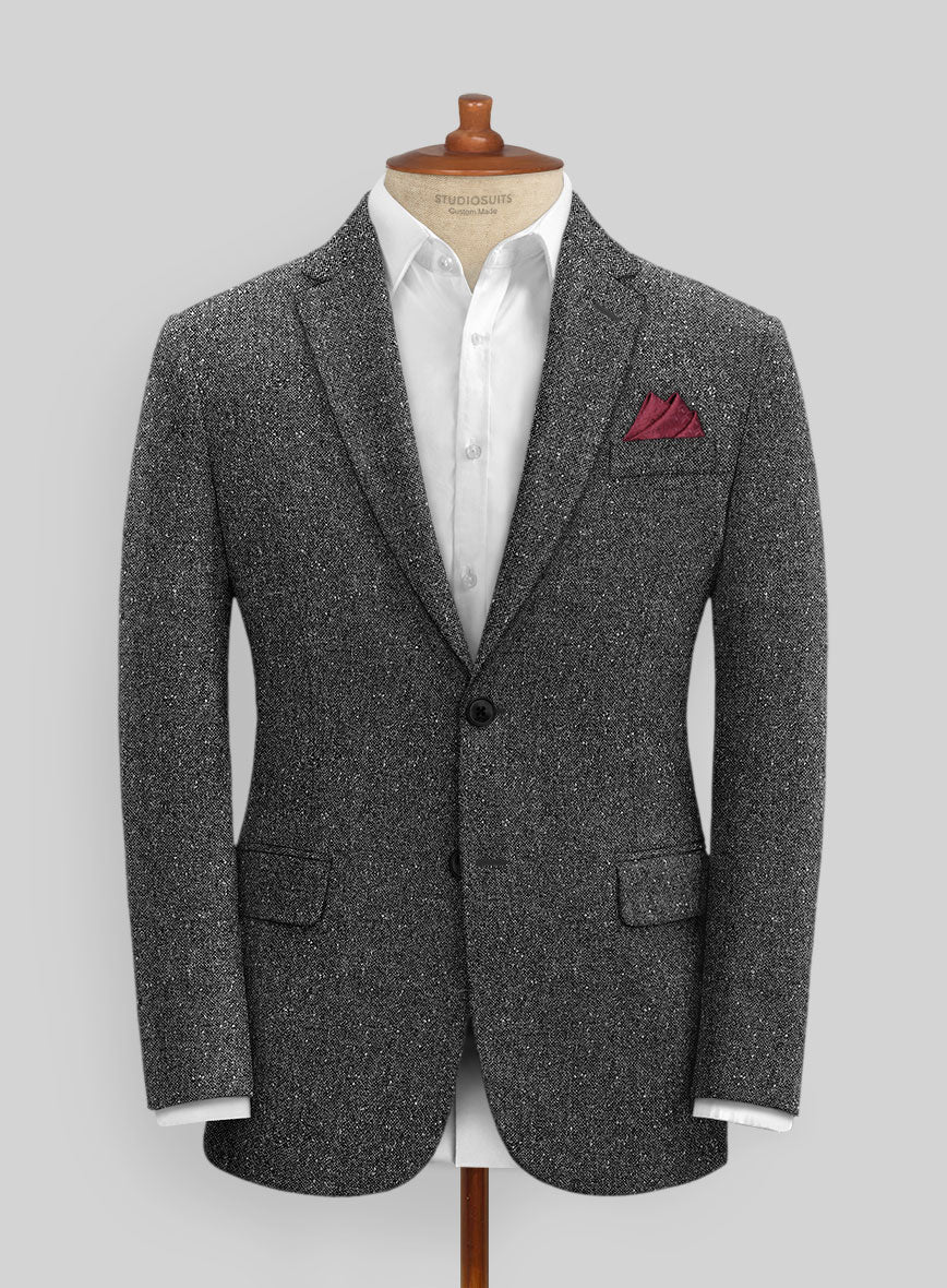 Charcoal Flecks Donegal Tweed Jacket - StudioSuits
