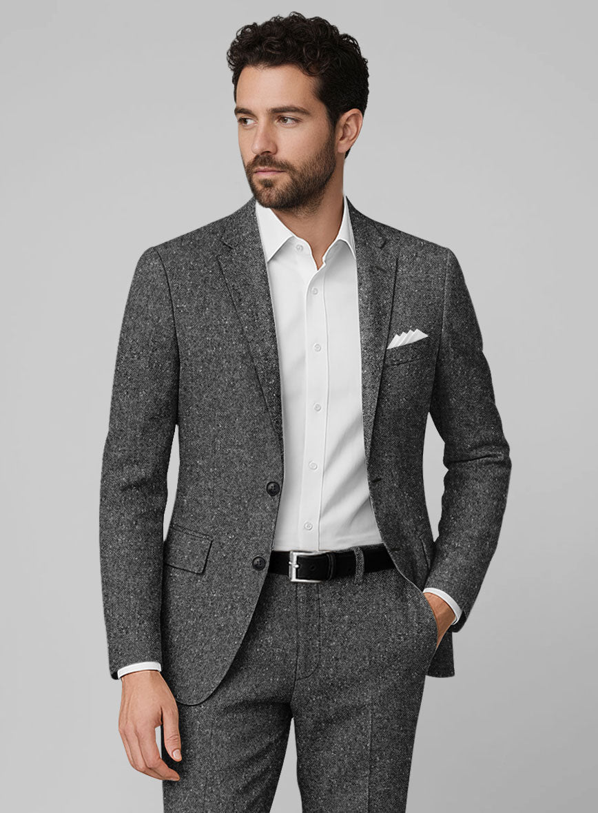 Charcoal Flecks Donegal Tweed Jacket - StudioSuits