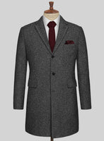 Charcoal Flecks Donegal Tweed Overcoat - StudioSuits
