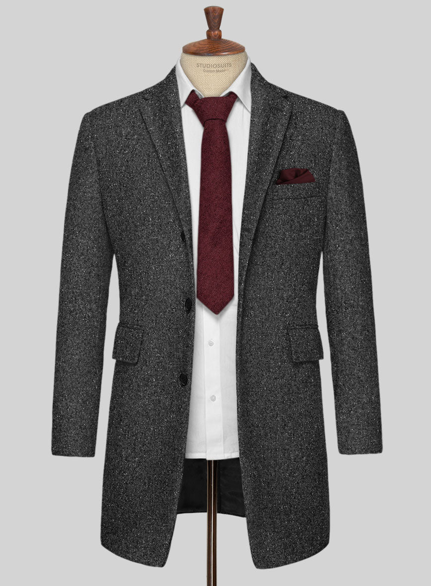 Charcoal Flecks Donegal Tweed Overcoat - StudioSuits