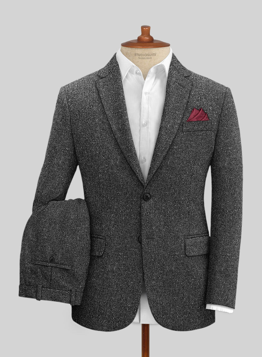 Charcoal Flecks Donegal Tweed Suit - StudioSuits