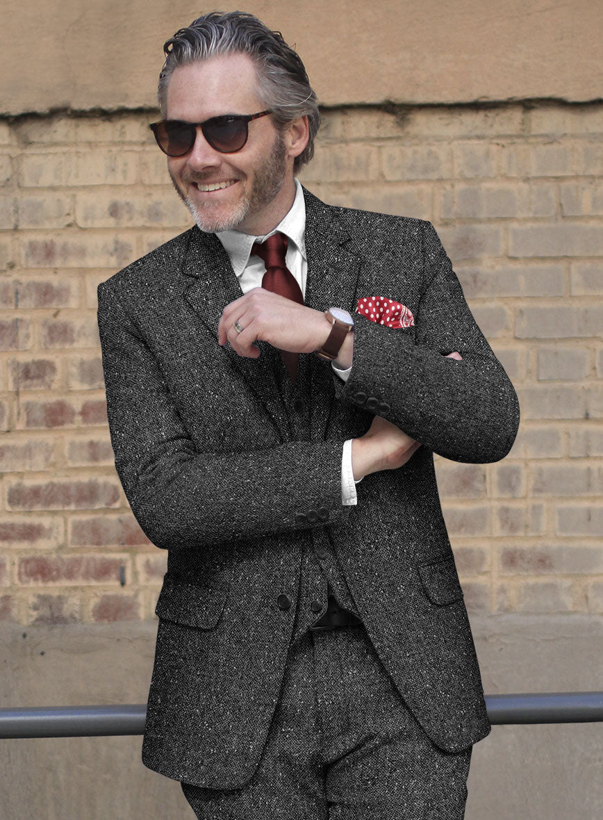Charcoal Flecks Donegal Tweed Suit โ StudioSuits