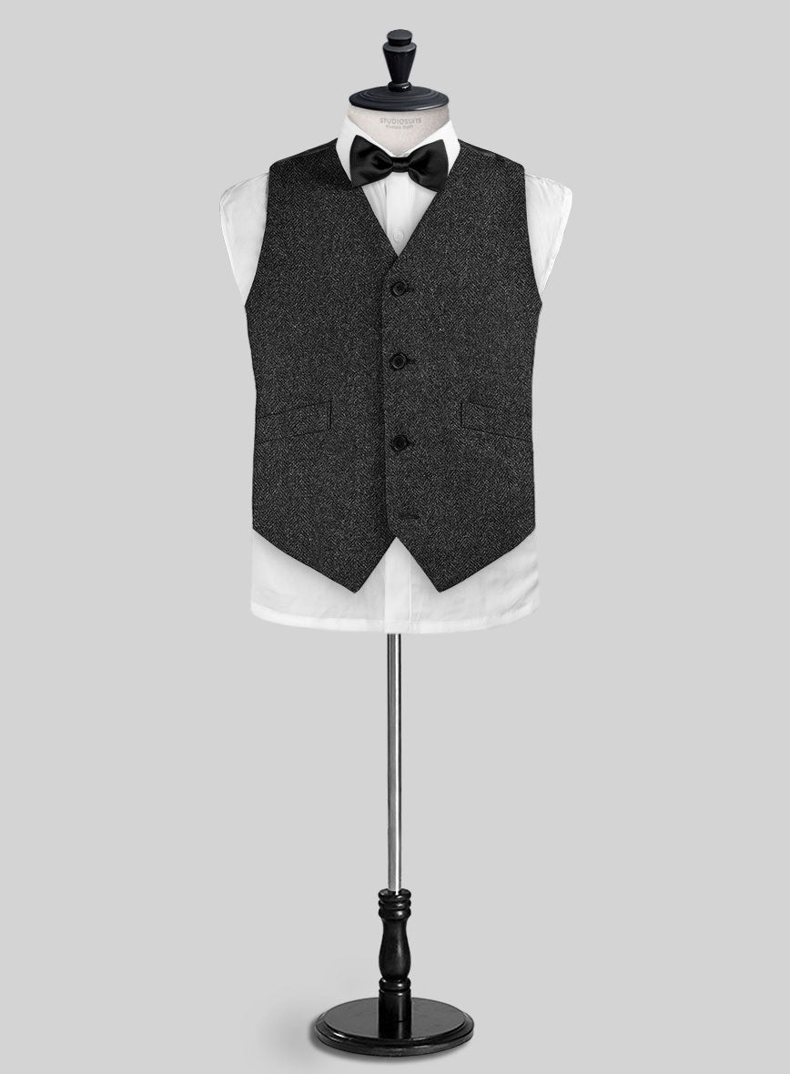 Charcoal Herringbone Tweed Boys Suit - StudioSuits