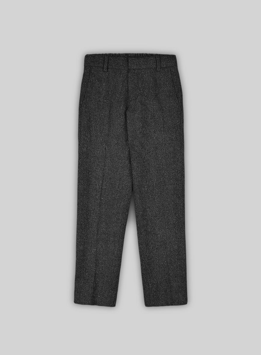 Charcoal Herringbone Tweed Boys Suit - StudioSuits