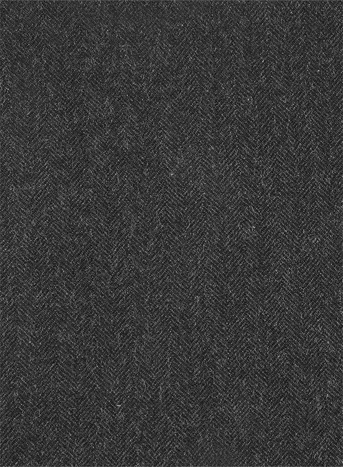 Charcoal Herringbone Tweed Double Breasted Overcoat - StudioSuits