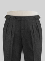 Charcoal Herringbone Highland Tweed Trousers - StudioSuits