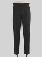 Charcoal Herringbone Highland Tweed Trousers - StudioSuits