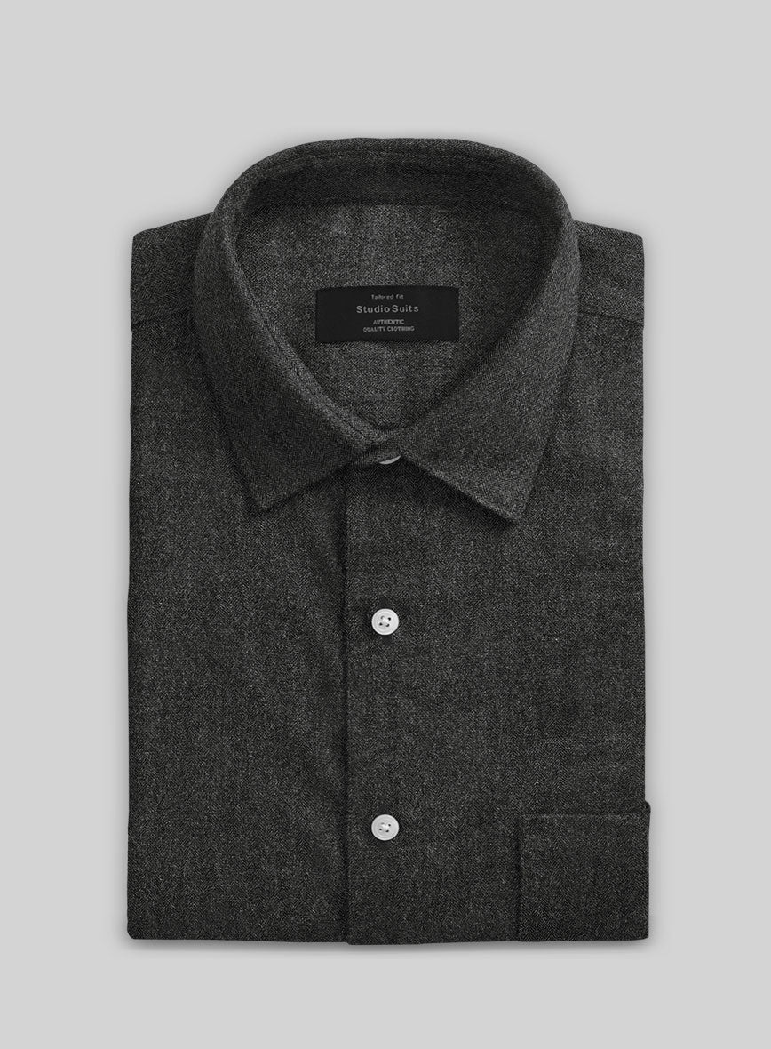 Charcoal Herringbone Tweed Shirt - StudioSuits