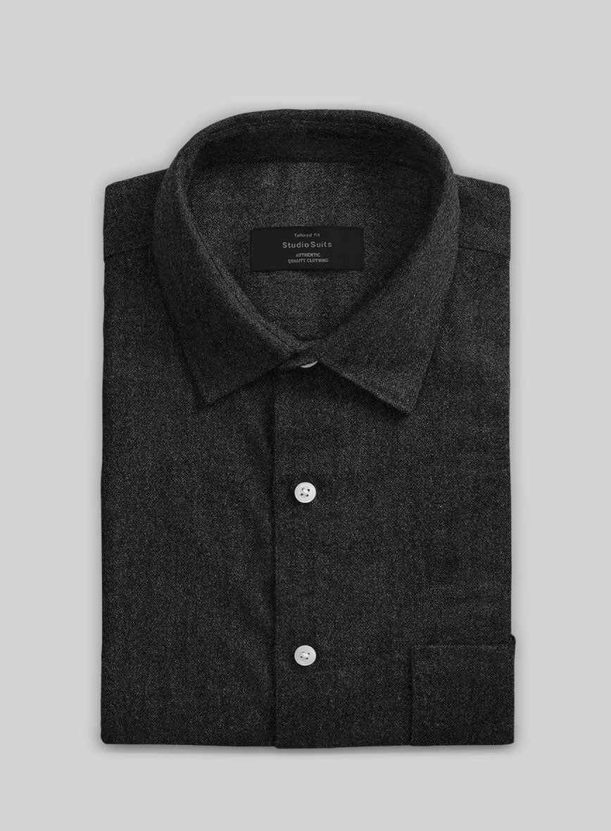 Charcoal Herringbone Tweed Shirt - StudioSuits