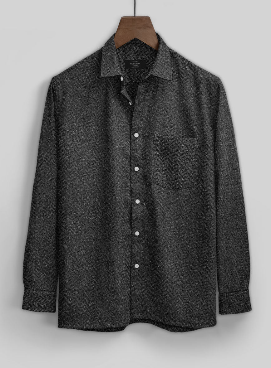 Charcoal Herringbone Tweed Shirt - StudioSuits