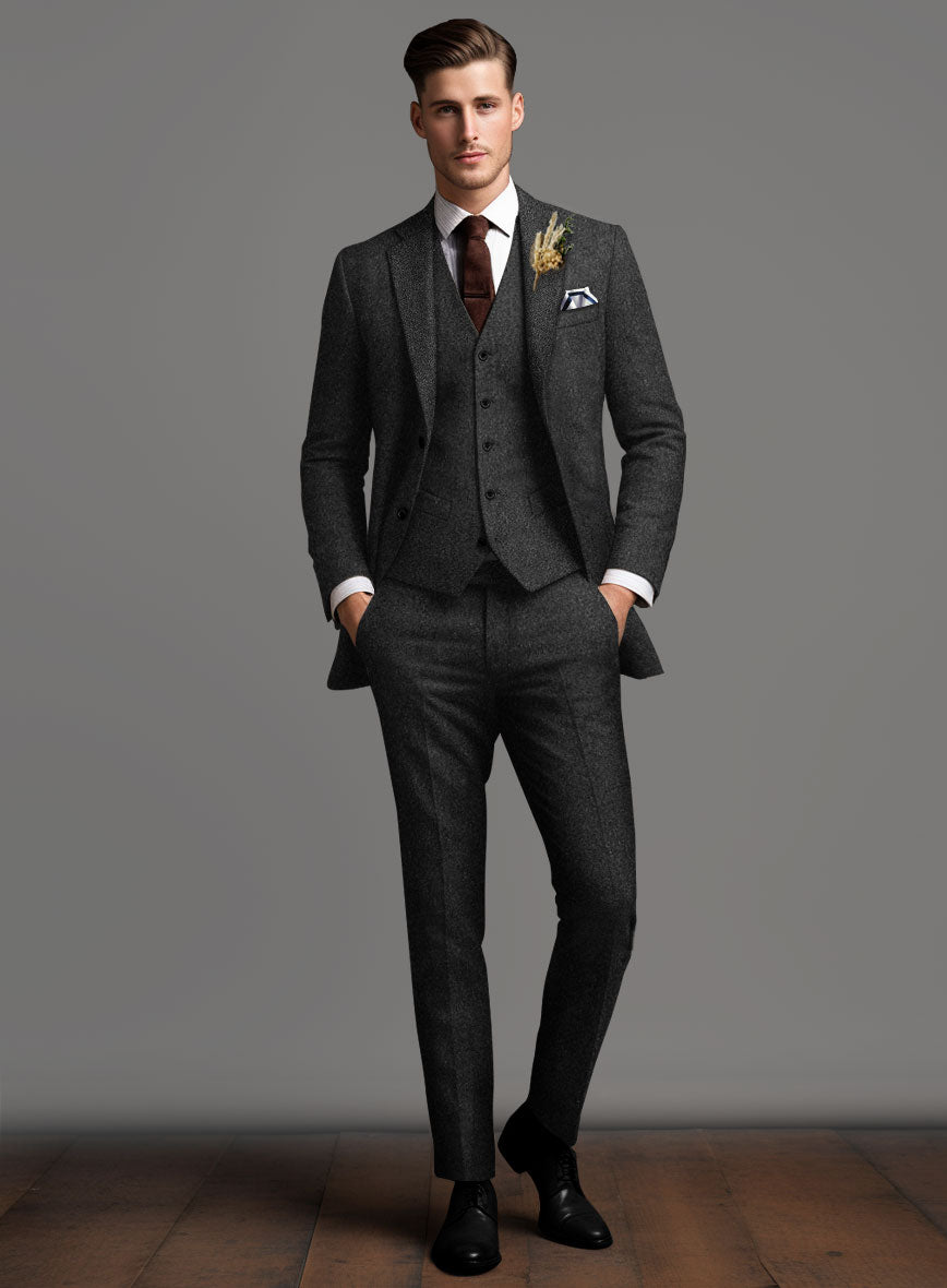 Charcoal Herringbone Tweed Suit - StudioSuits