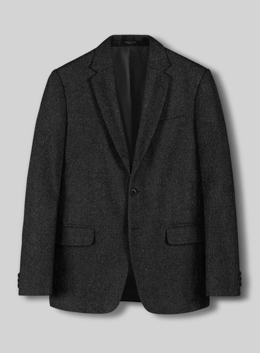 Charcoal Herringbone Tweed Suit - StudioSuits