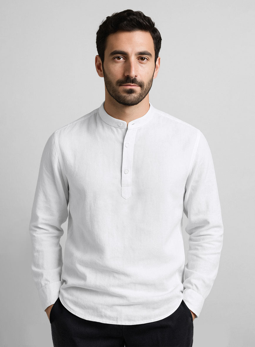 Linen Chinese Collar Polo Shirts - StudioSuits