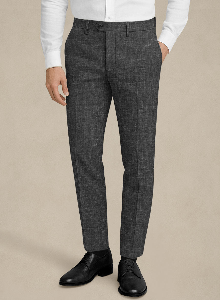 Italian Murano Charcoal Wool Linen Pants - StudioSuits