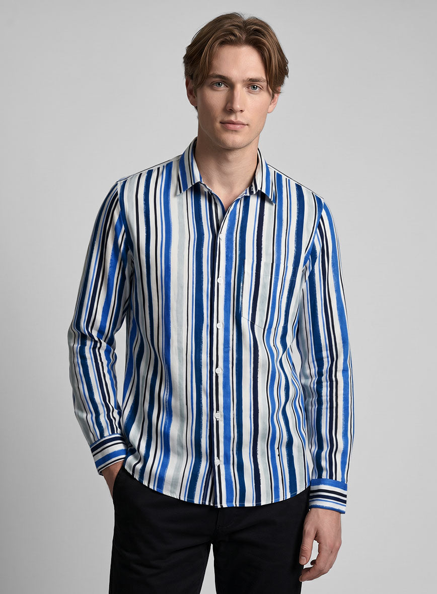 Coastal Stripe Cotton Shirt - StudioSuits