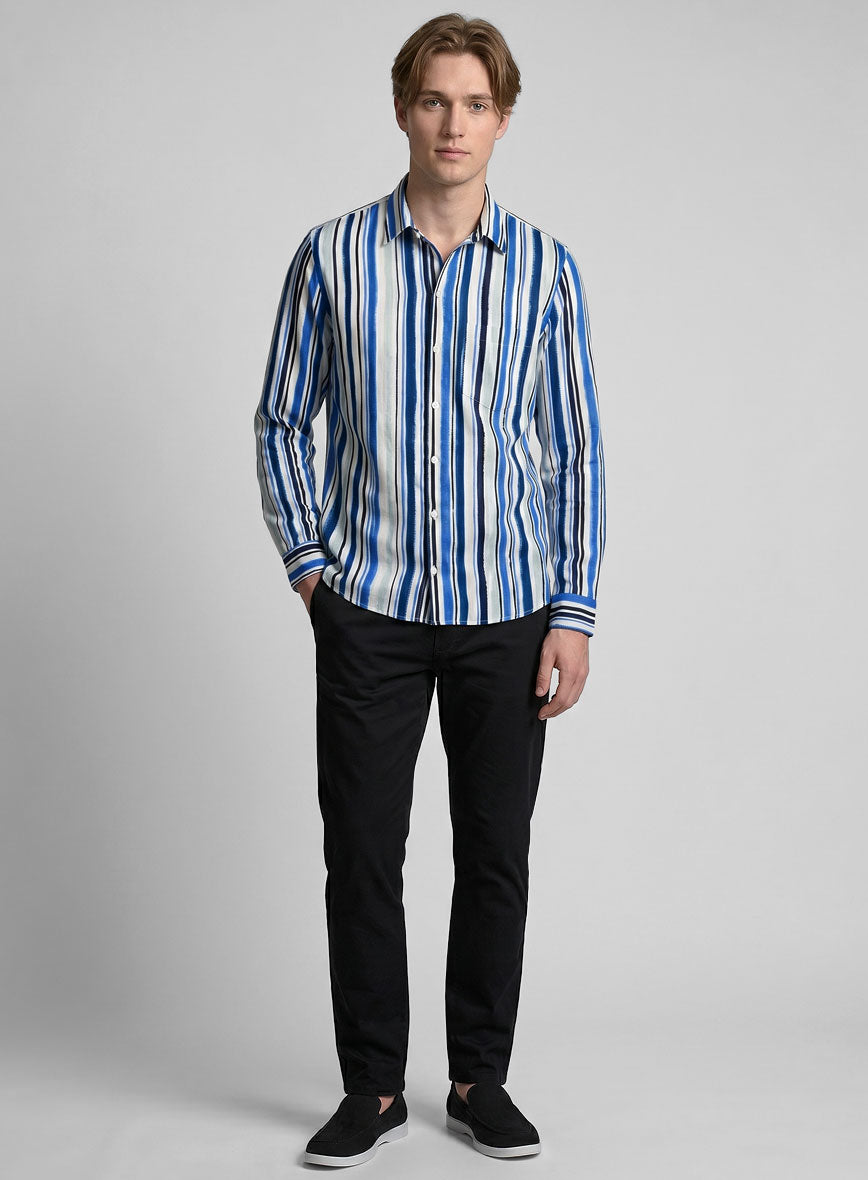 Coastal Stripe Cotton Shirt - StudioSuits