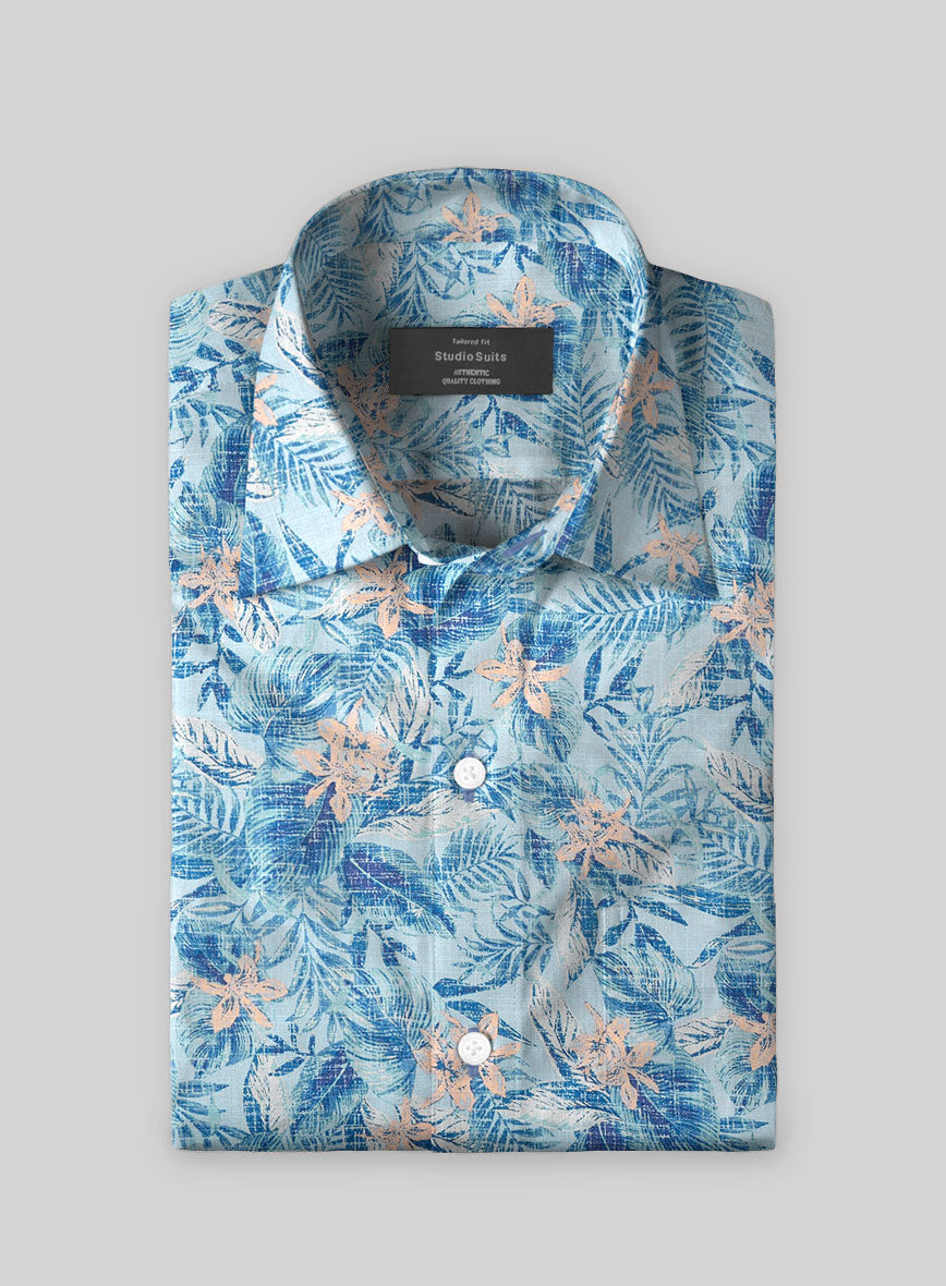 Coastal Palm Drift Cotton Shirt - StudioSuits