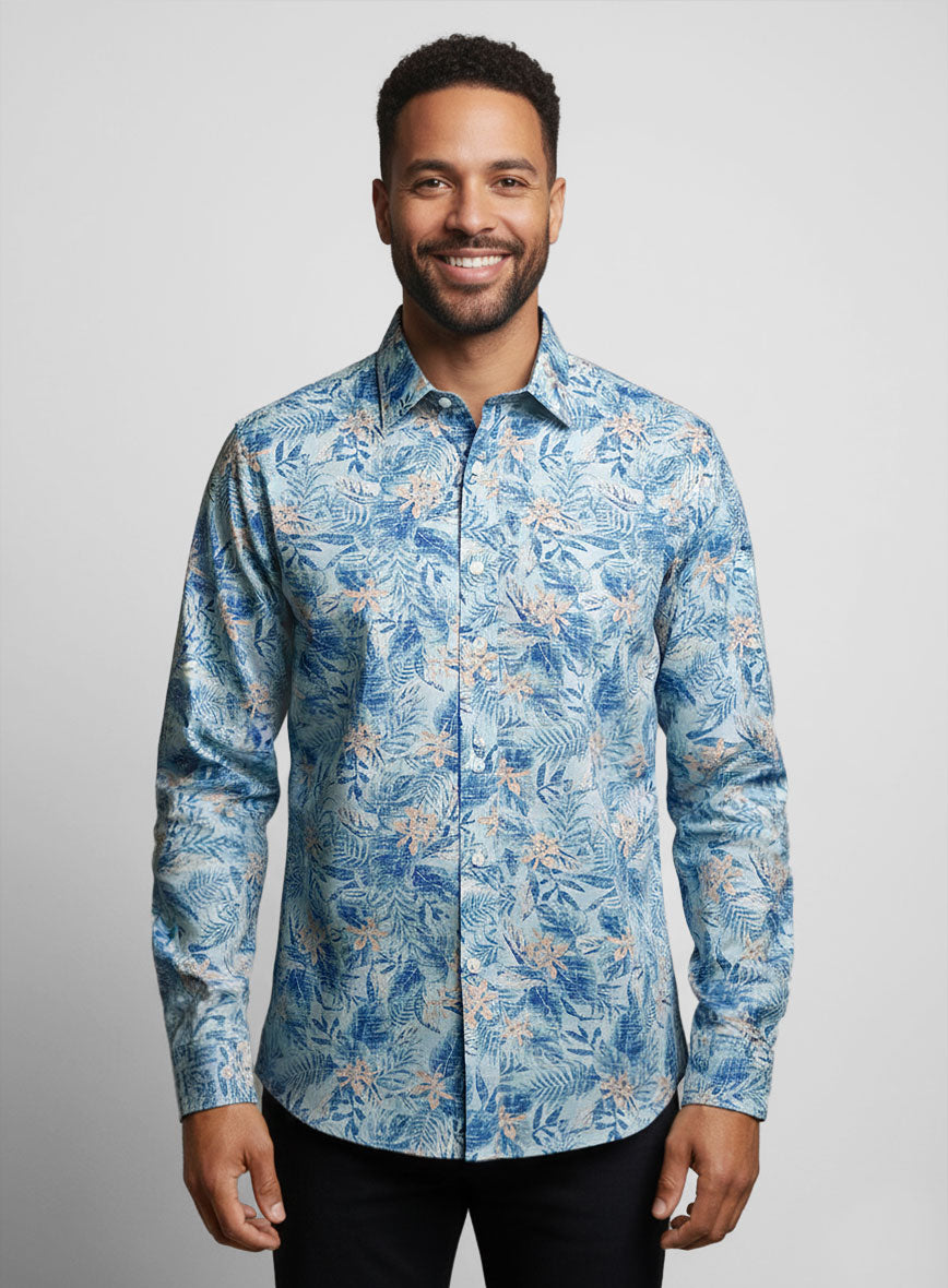 Coastal Palm Drift Cotton Shirt - StudioSuits