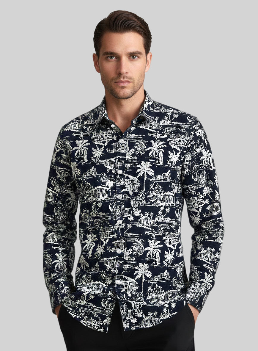 Coastal Sketch Cotton Shirt - StudioSuits