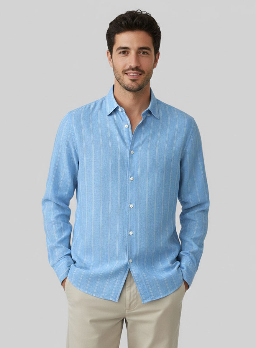 Coastal Sky Cotton Shirt - StudioSuits