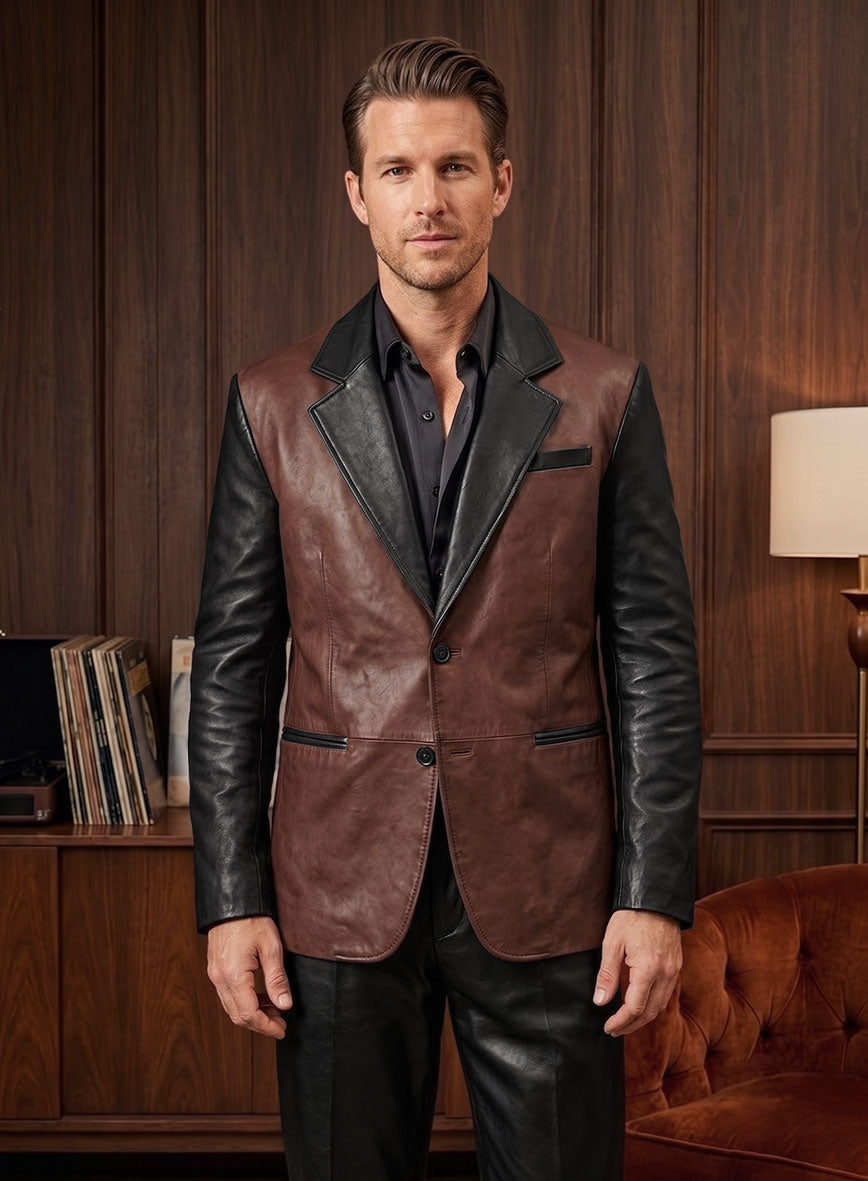 Cognac Noir Leather Suit - StudioSuits
