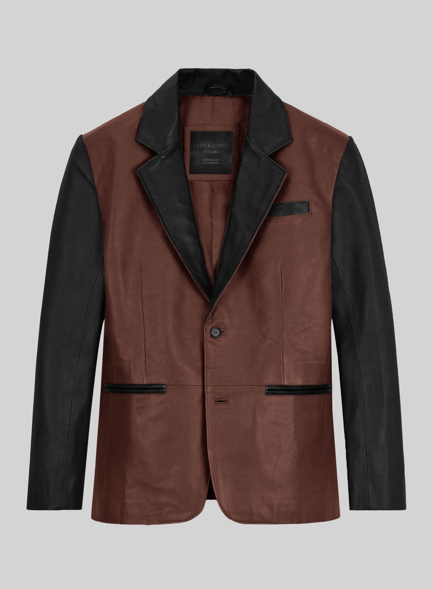 Colorblock Leather Blazer - StudioSuits