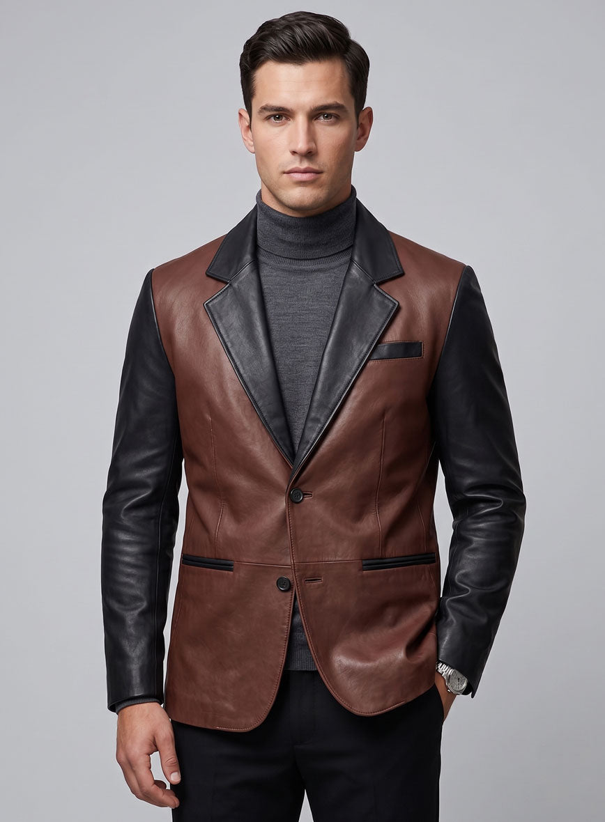 Colorblock Leather Blazer - StudioSuits