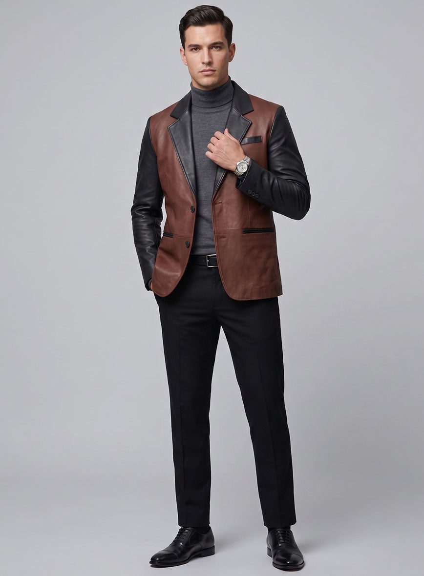 Colorblock Leather Blazer - StudioSuits