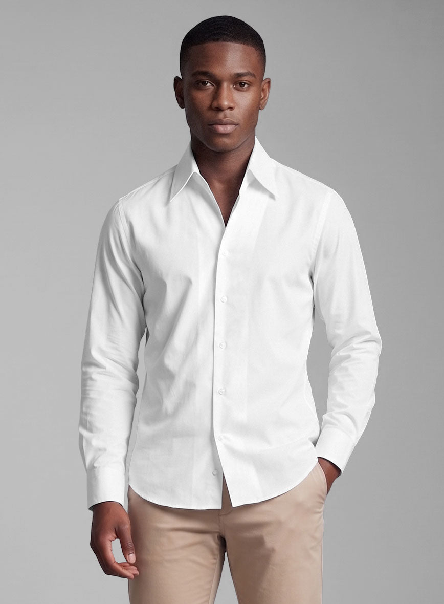 Cooper Collar White Cotton Shirt - StudioSuits