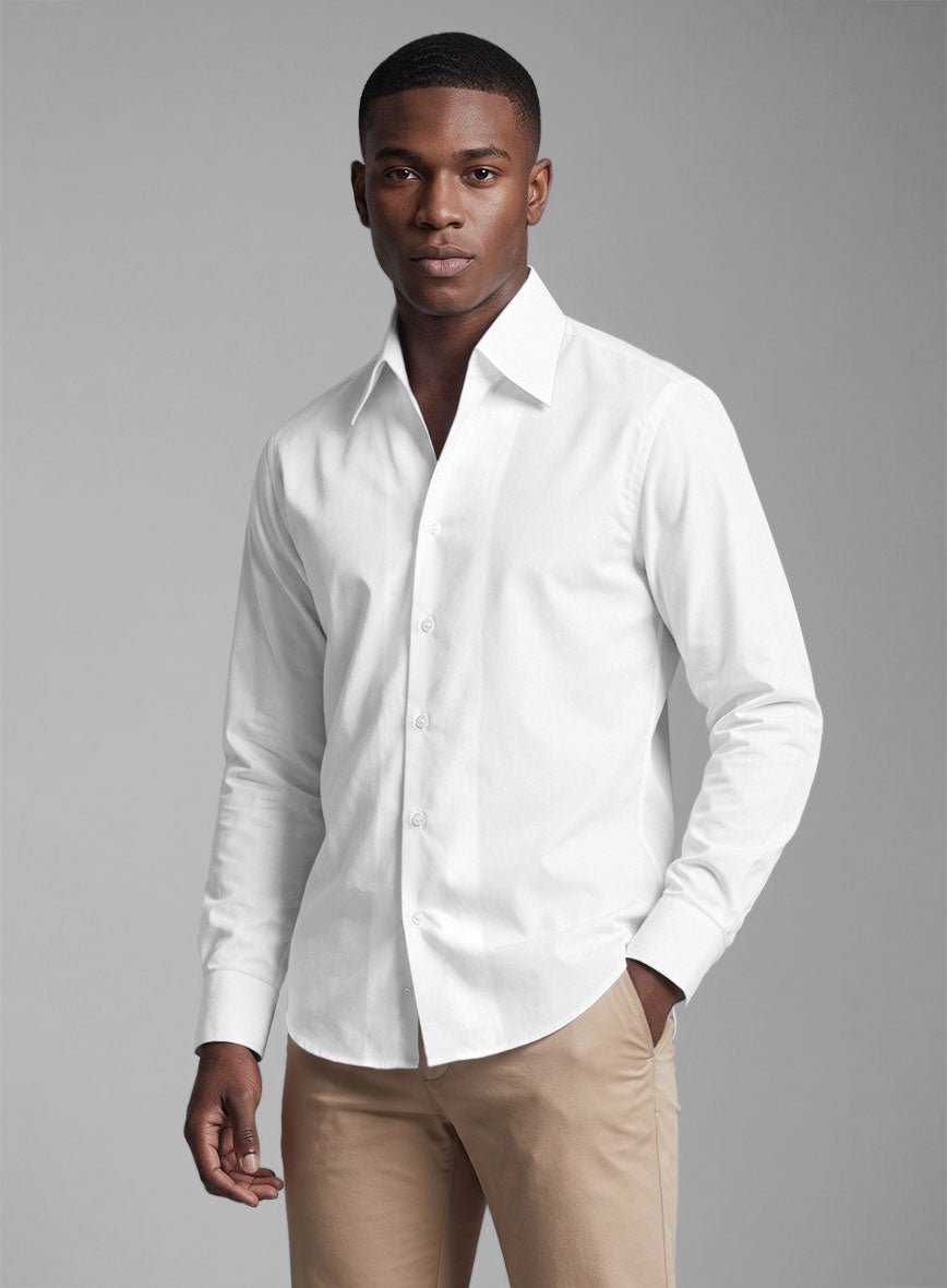 Cooper Collar White Cotton Shirt - StudioSuits