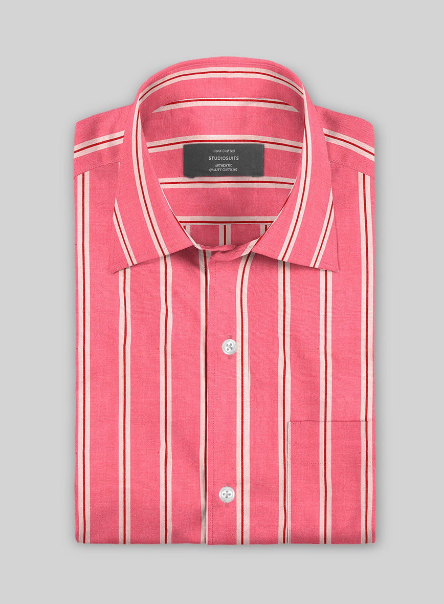 Coral Stripe Cotton Shirt - StudioSuits