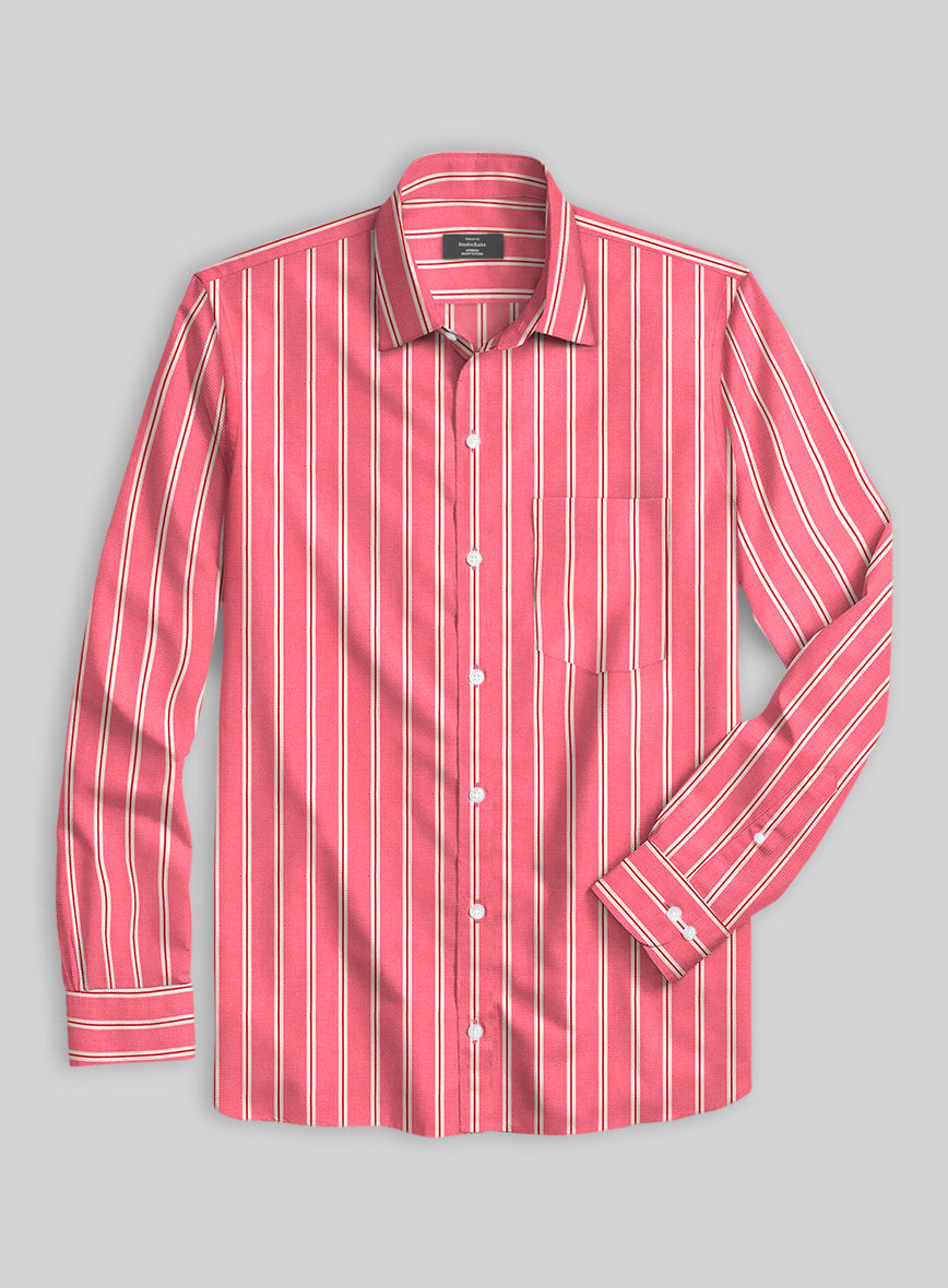 Coral Stripe Cotton Shirt - StudioSuits