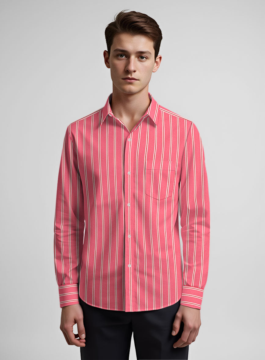 Coral Stripe Cotton Shirt - StudioSuits