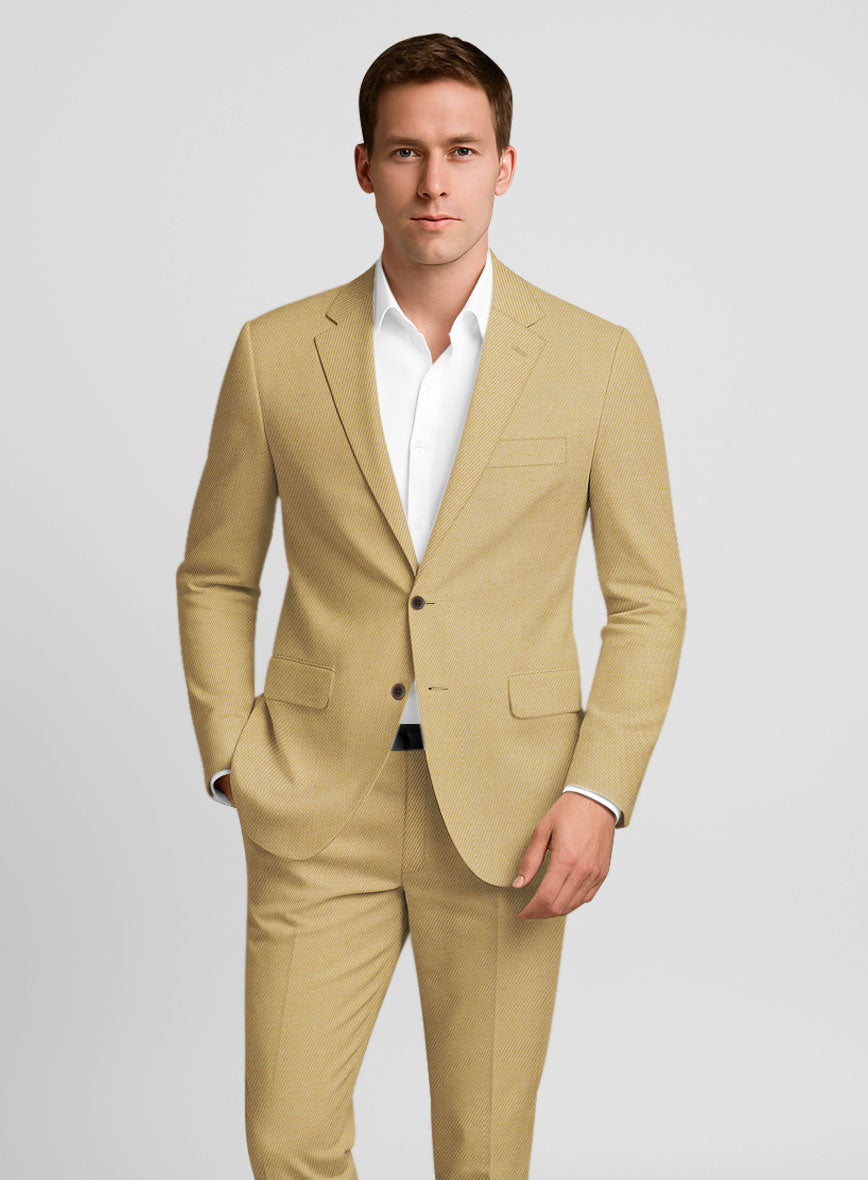 Cotton Drill Khaki Stretch Jacket - StudioSuits