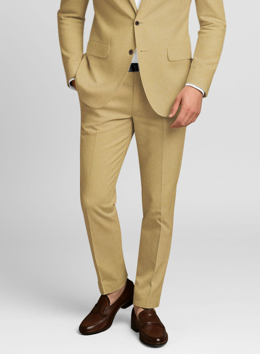 Cotton Drill Khaki Stretch Pants - StudioSuits