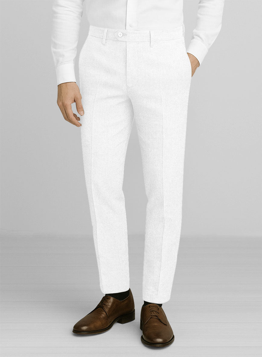 Cotton Drill White Stretch Pants - StudioSuits